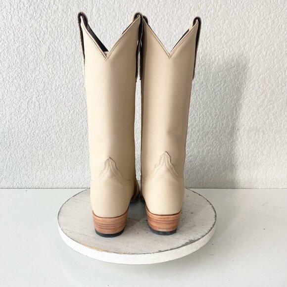 Lane EMMA JANE Womens Cowboy Boots 7.5 Pale Ivory Western Cowgirl Mid Calf Tall - Picture 3 of 11